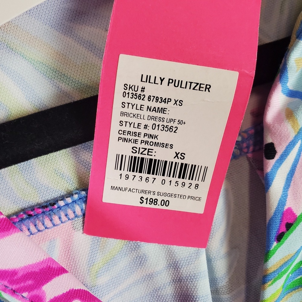 Lilly Pulitzer Brickell Dress Womens XS Pink Floral Print Nylon Stretch Upf 50+ - Picture 8 of 12